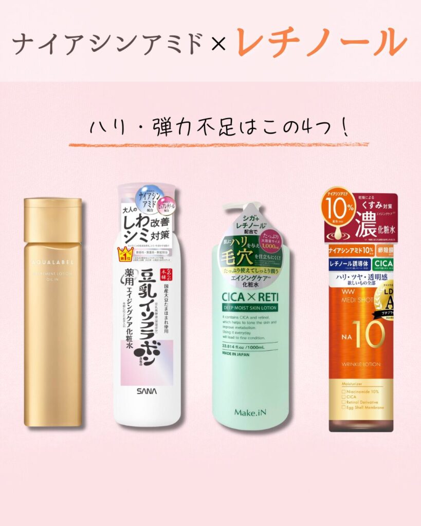 ナイアシンアミド×レチノール配合の化粧水