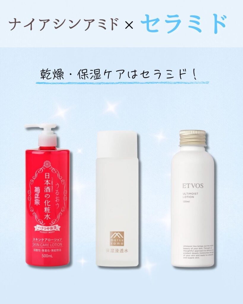 ナイアシンアミド×セラミド配合の化粧水