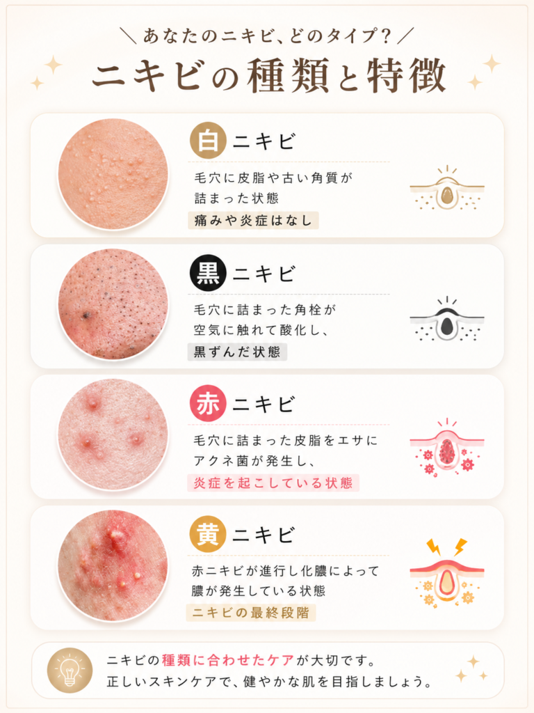 【画像あり】ニキビの種類をわかりやすく解説