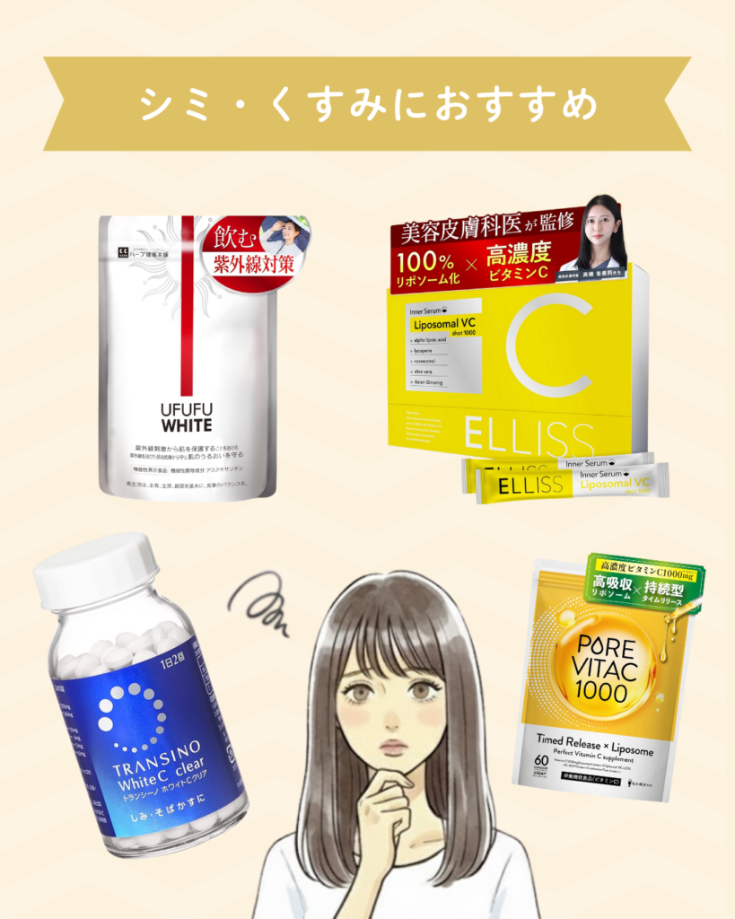 女性のシミ・くすみにおすすめサプリ