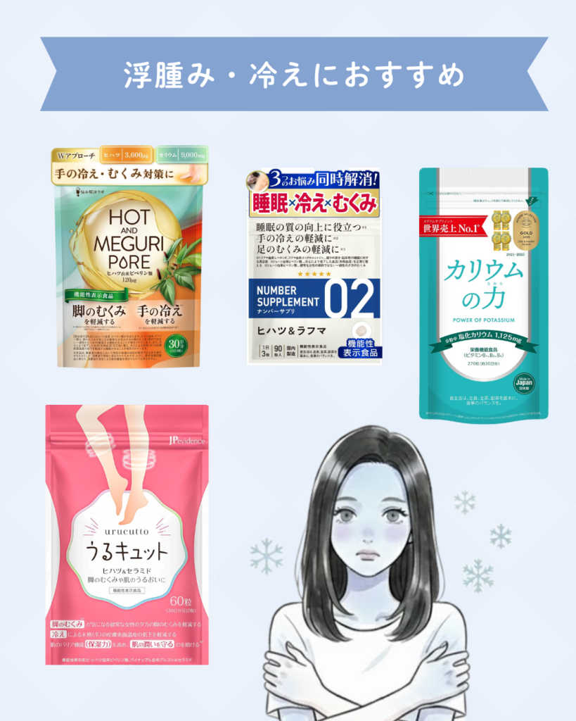 女性の浮腫み・冷えにおすすめサプリ
