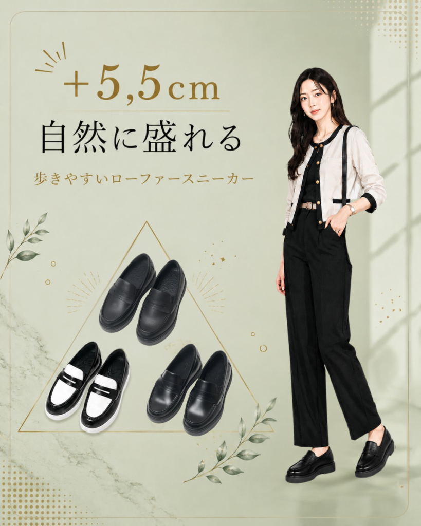 【+5.5cm】ビジネスシーンも自然に盛れるローファー