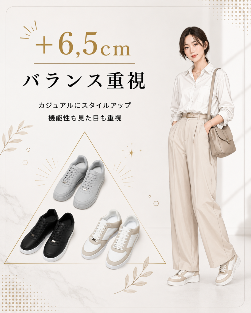 【+6.5cm】普段使いしやすいスニーカー