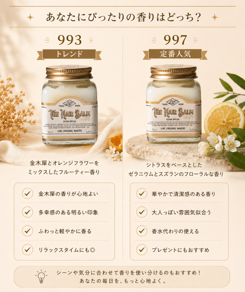 リンク ヘアバーム 993と997の違いは？